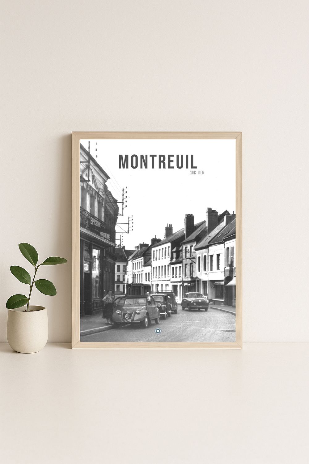 Affiche rétro noir et blanc Montreuil-sur-Mer : Affiche de la ville, Hauts-de-France