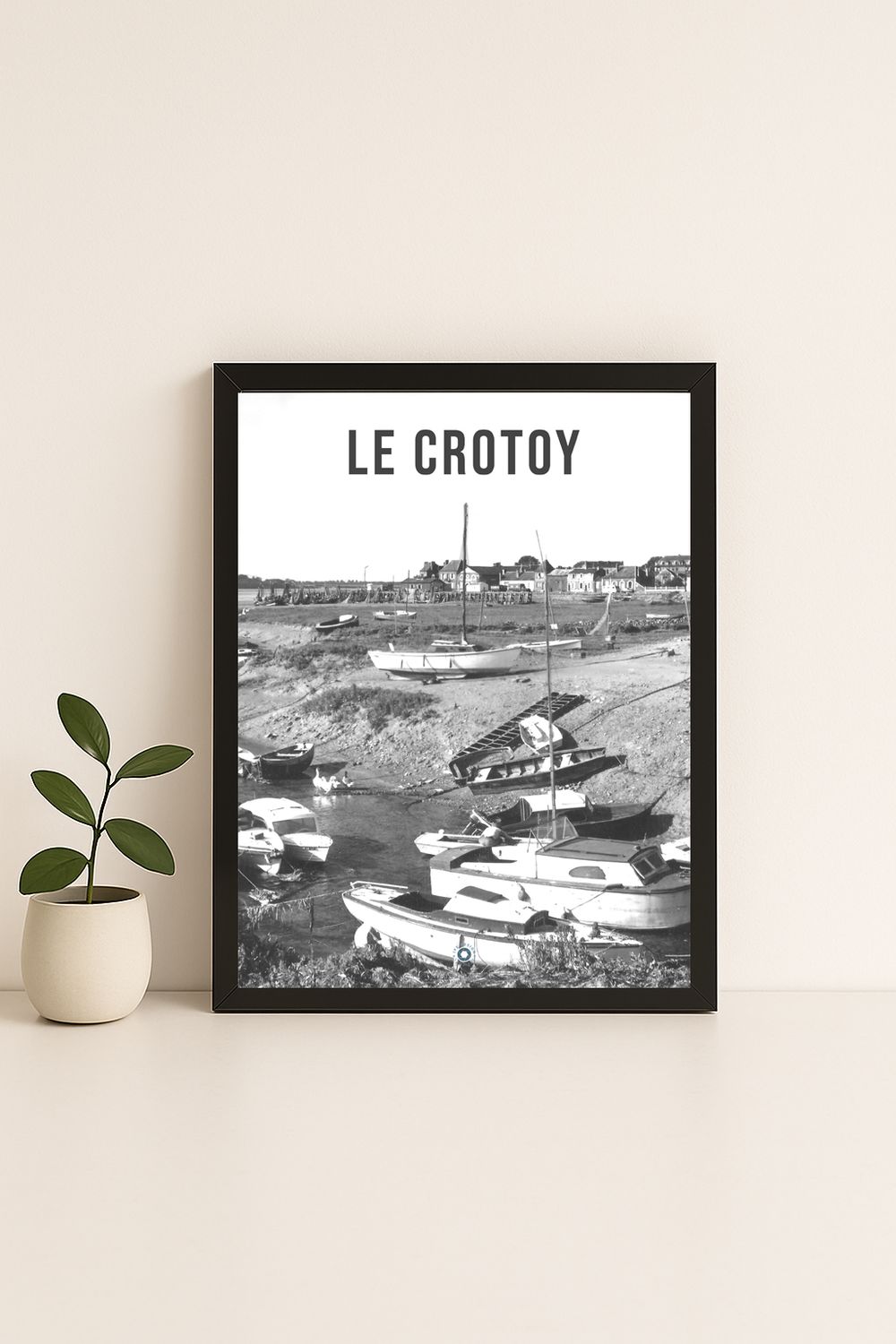 Affiche rétro noir et blanc Le Crotoy : le port ·  la somme, Hauts-de-France