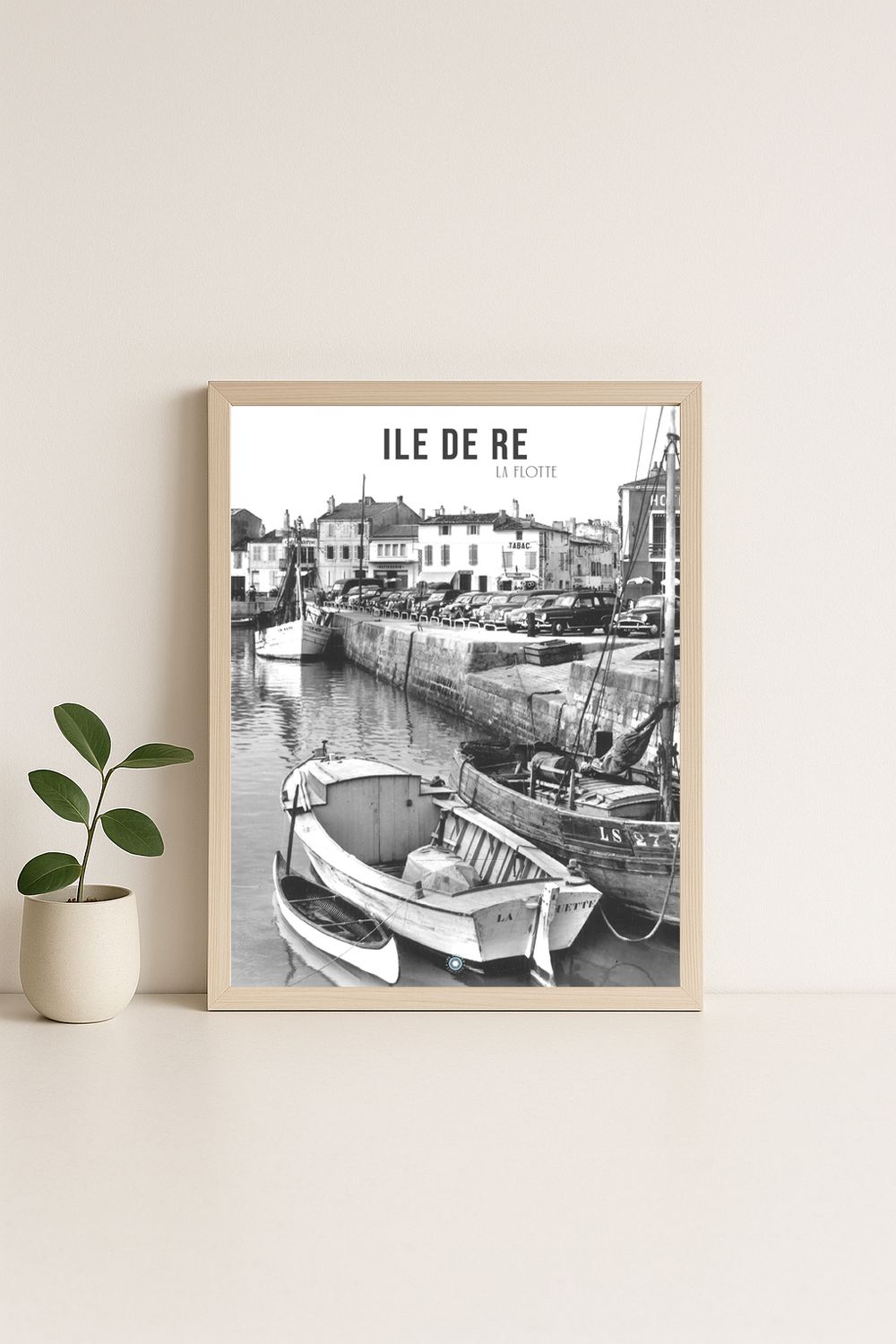 Affiche rétro noir et blanc La Flotte : Ile de ré · LA FLOTTE le port, Nouvelle-Aquitaine