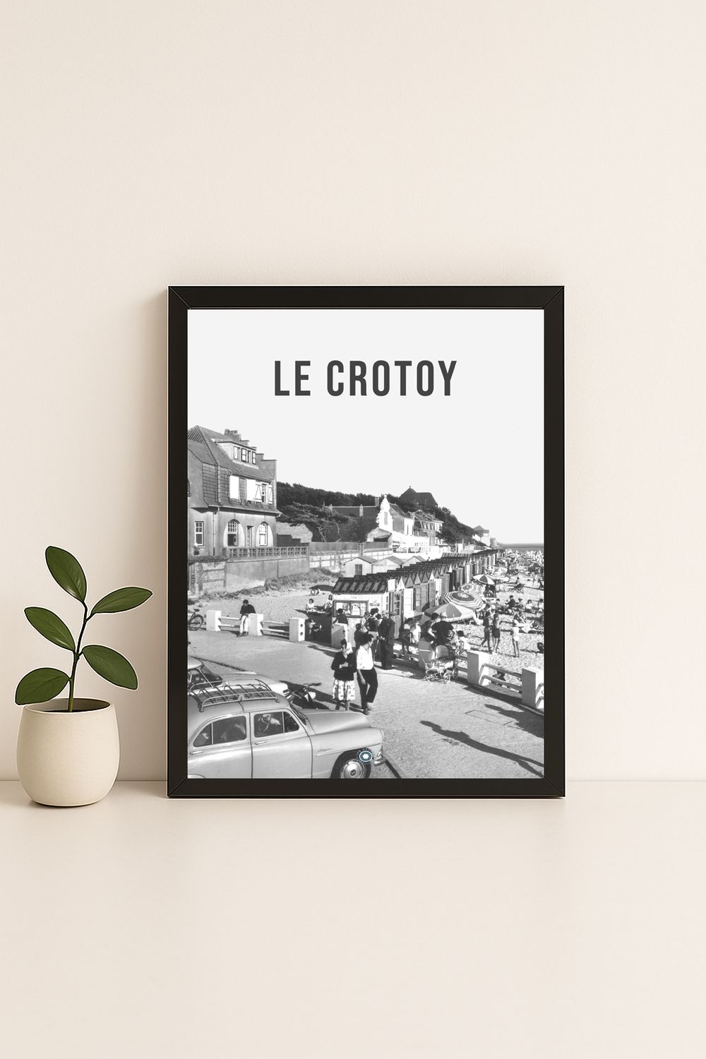 Affiche rétro noir et blanc Le Crotoy : la somme, Hauts-de-France