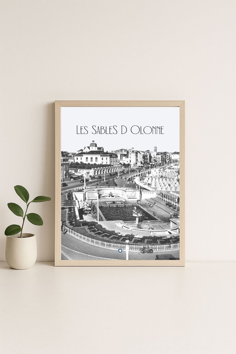 Affiche rétro noir et blanc les Sables D'Olonnes : La Piscine, Pays de la Loire