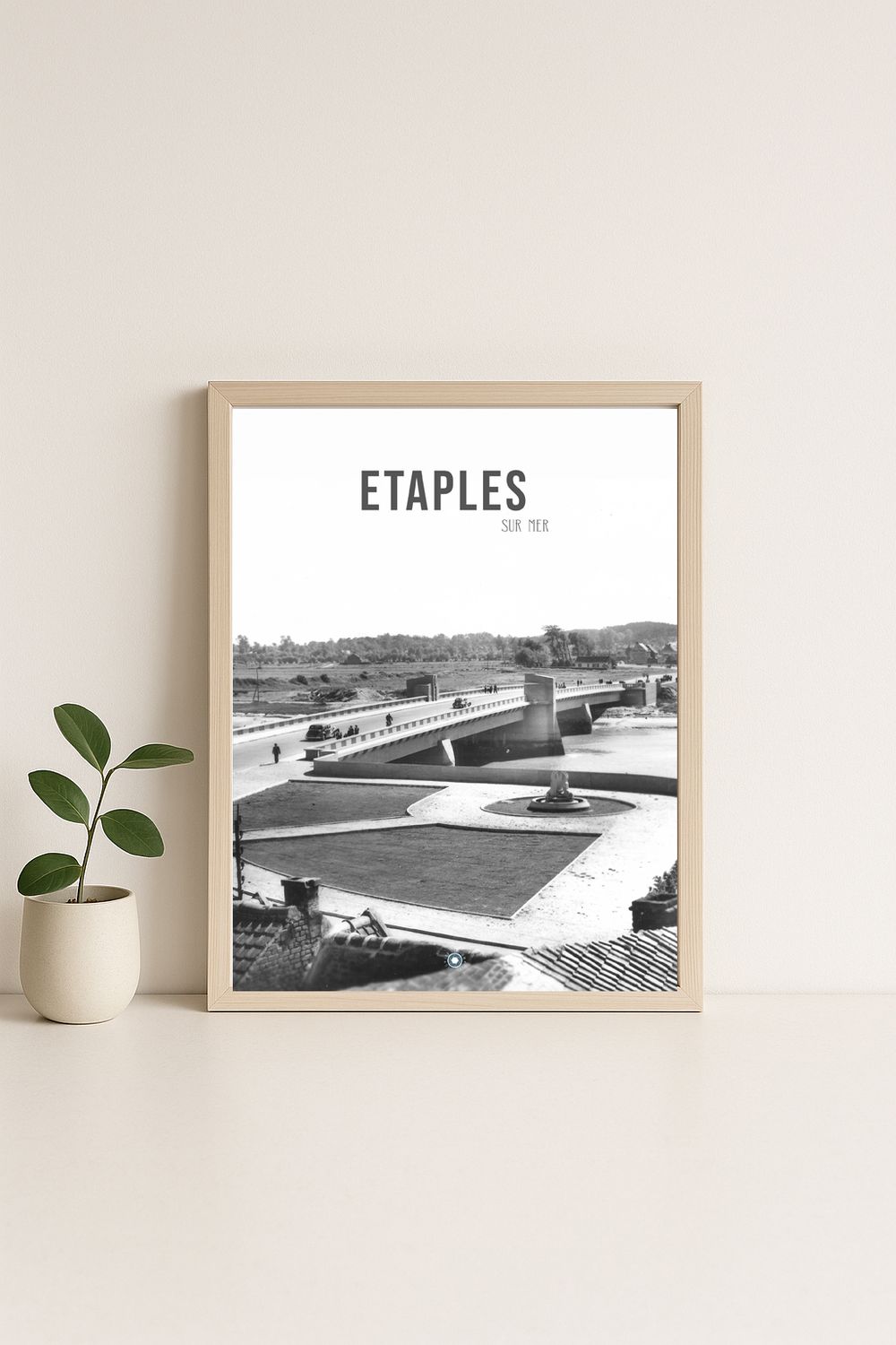 Affiche rétro noir et blanc Étaples-sur-Mer : ETAPLES SUR MER ·  le pont rose, Hauts-de-France