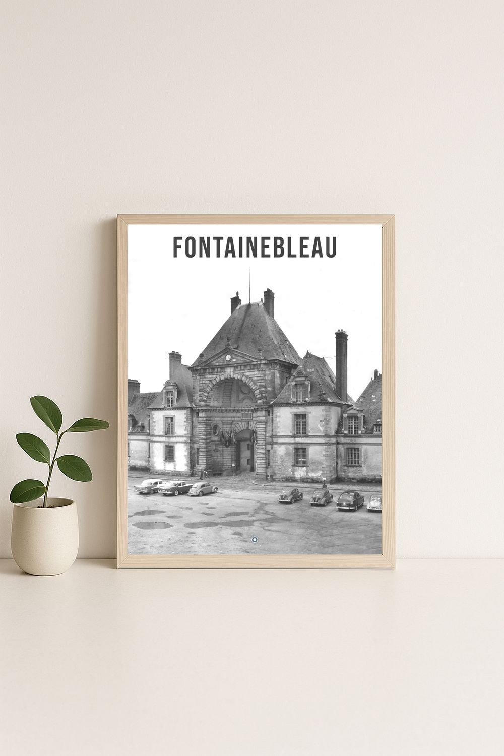 Affiche rétro noir et blanc Fontainebleau : Affiche de la ville, Île-de-France