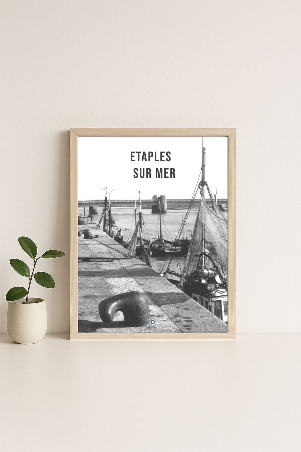 Affiche rétro noir et blanc Étaples-sur-Mer : ETAPLES SUR MER ·  le port, Hauts-de-France