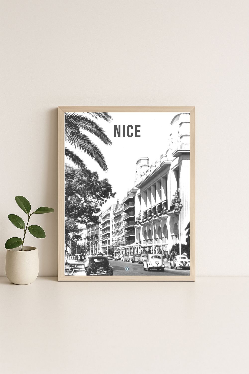 Affiche rétro noir et blanc Nice : Affiche de la ville, Provence-Alpes-Côte d’Azur