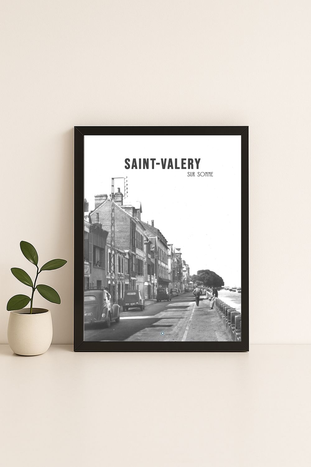 Affiche rétro noir et blanc Saint Valery sur Somme : la baie, Hauts-de-France