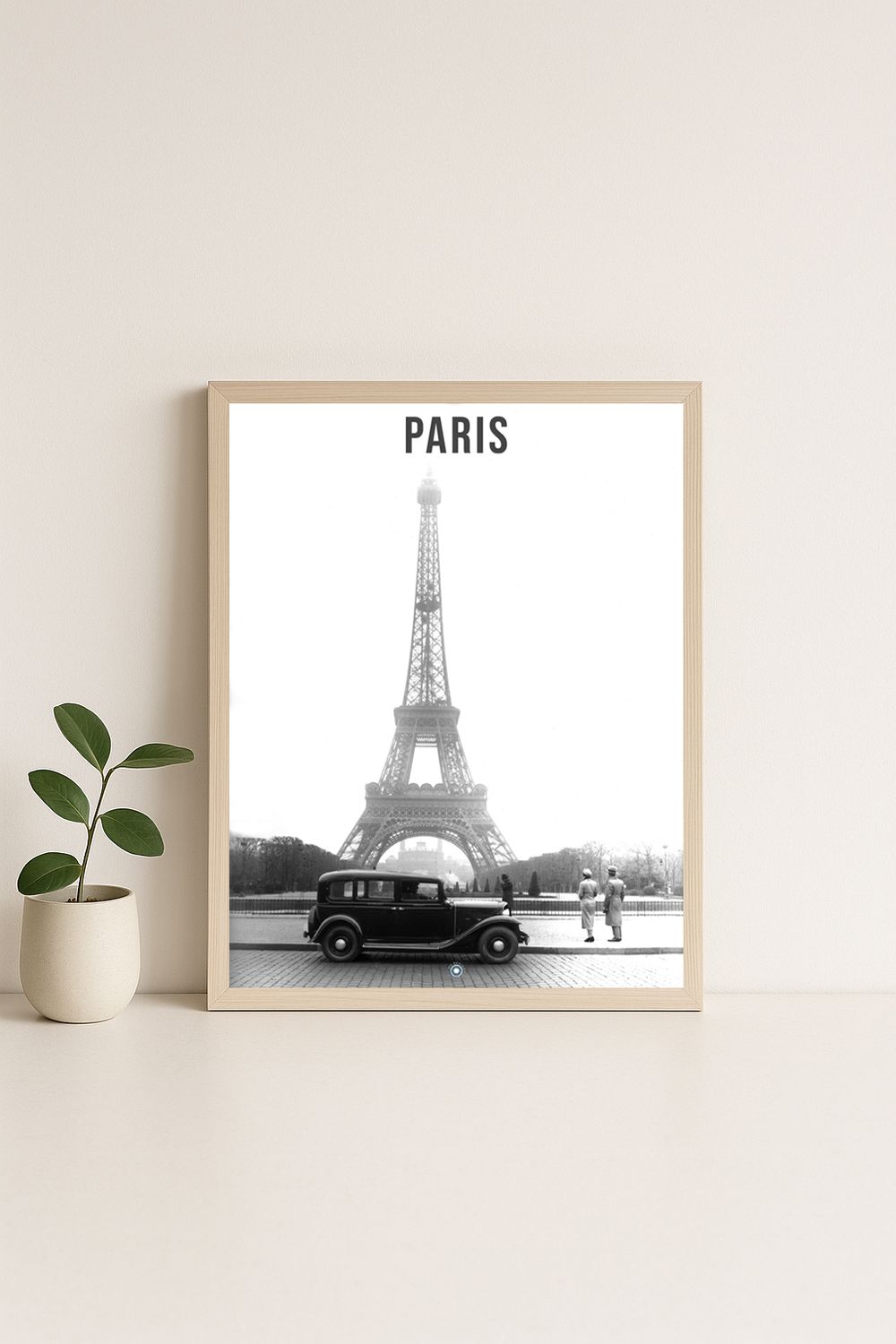 Affiche rétro noir et blanc Paris : La Tour Eiffel, Île-de-France