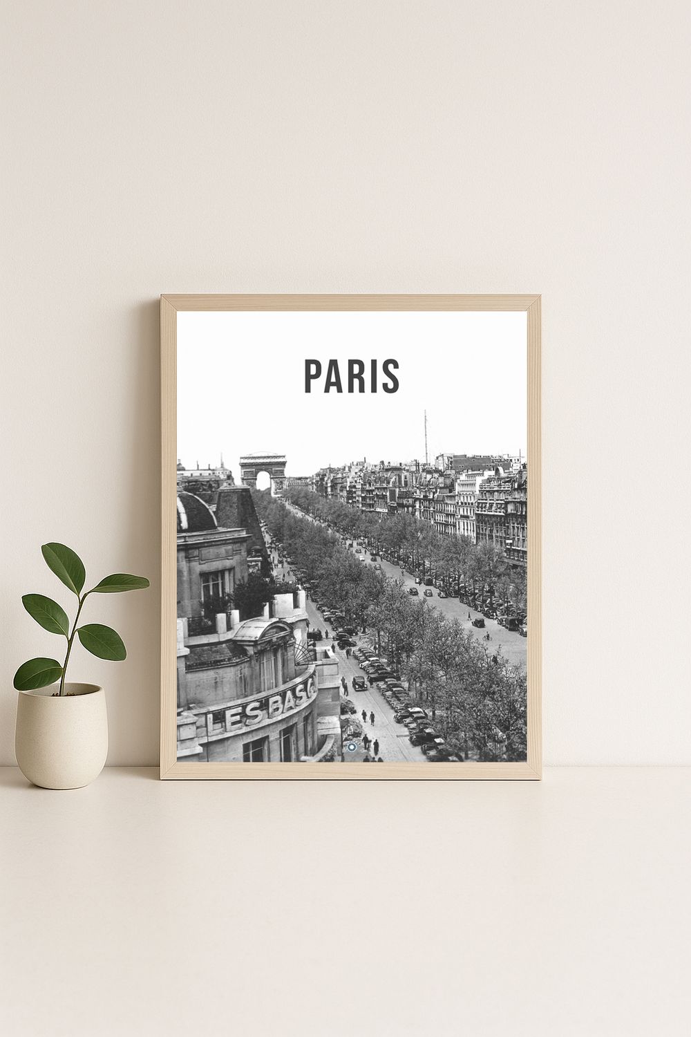 Affiche rétro noir et blanc Paris : Avenue Des Champs Elysées, Île-de-France