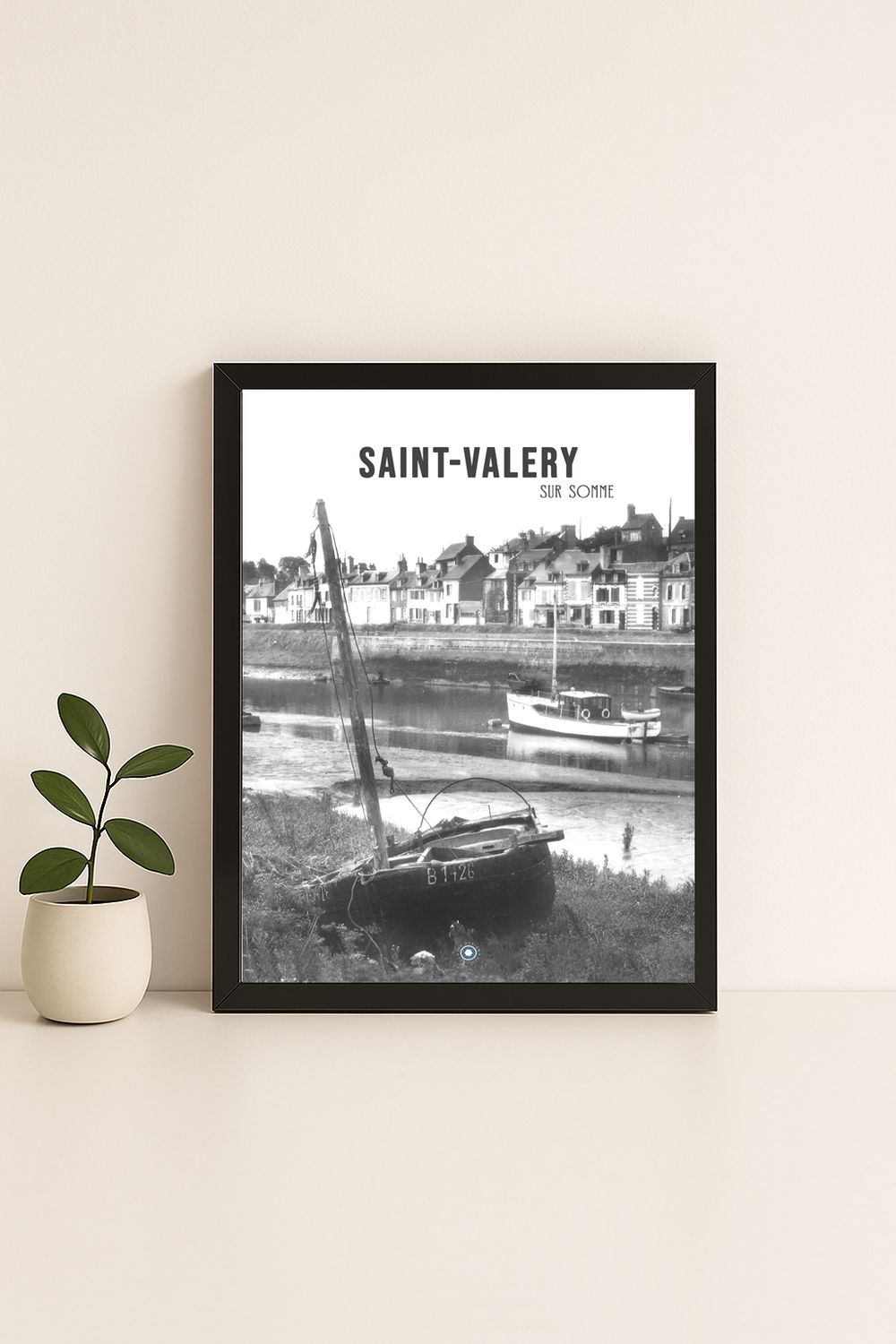 Affiche rétro noir et blanc Saint Valery sur Somme : la baie, Hauts-de-France