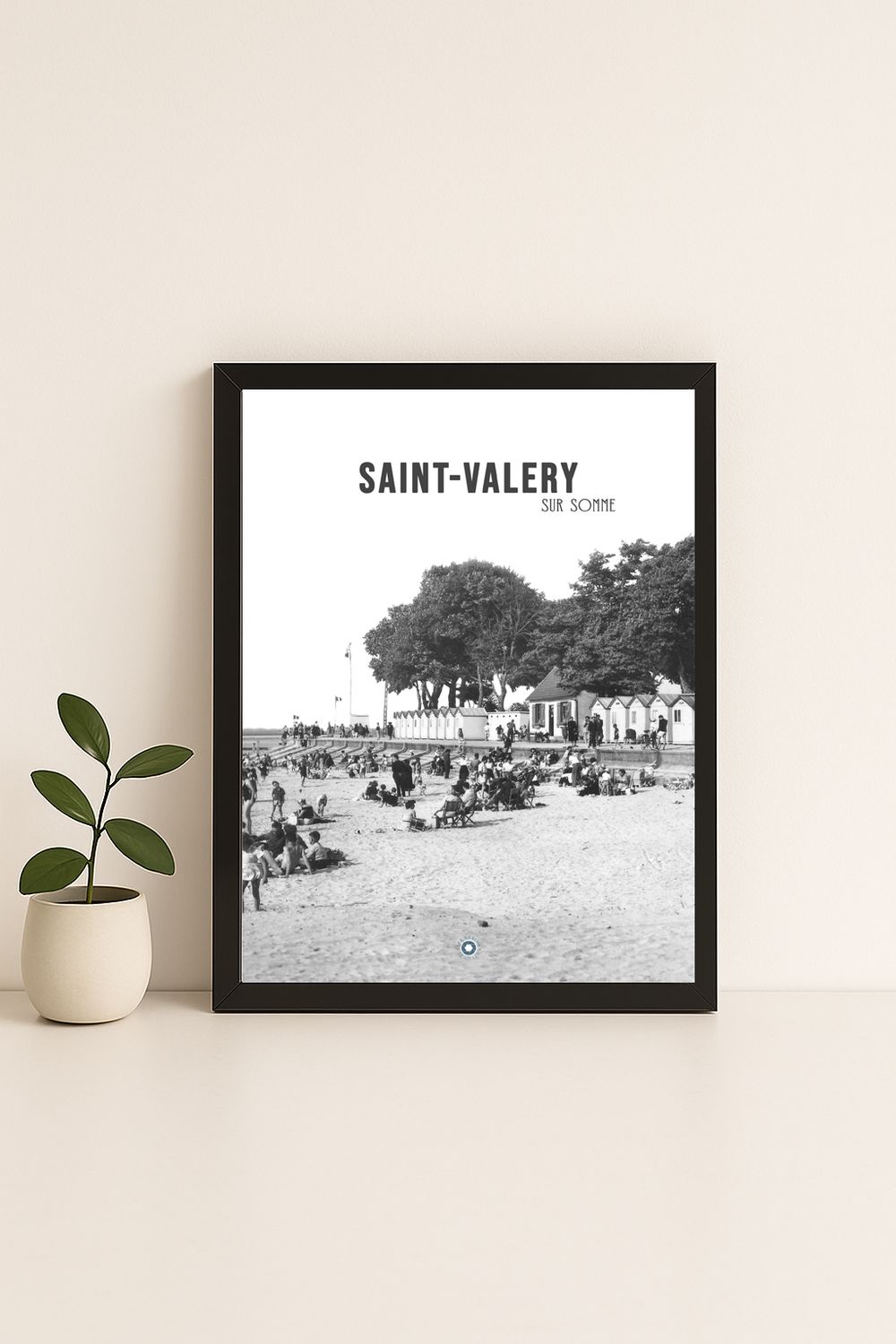 Affiche rétro noir et blanc Saint Valery sur Somme : La Plage, Hauts-de-France