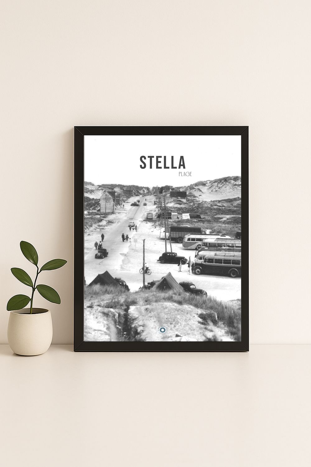 Affiche rétro noir et blanc Stella Plage : place de l etoile, Hauts-de-France
