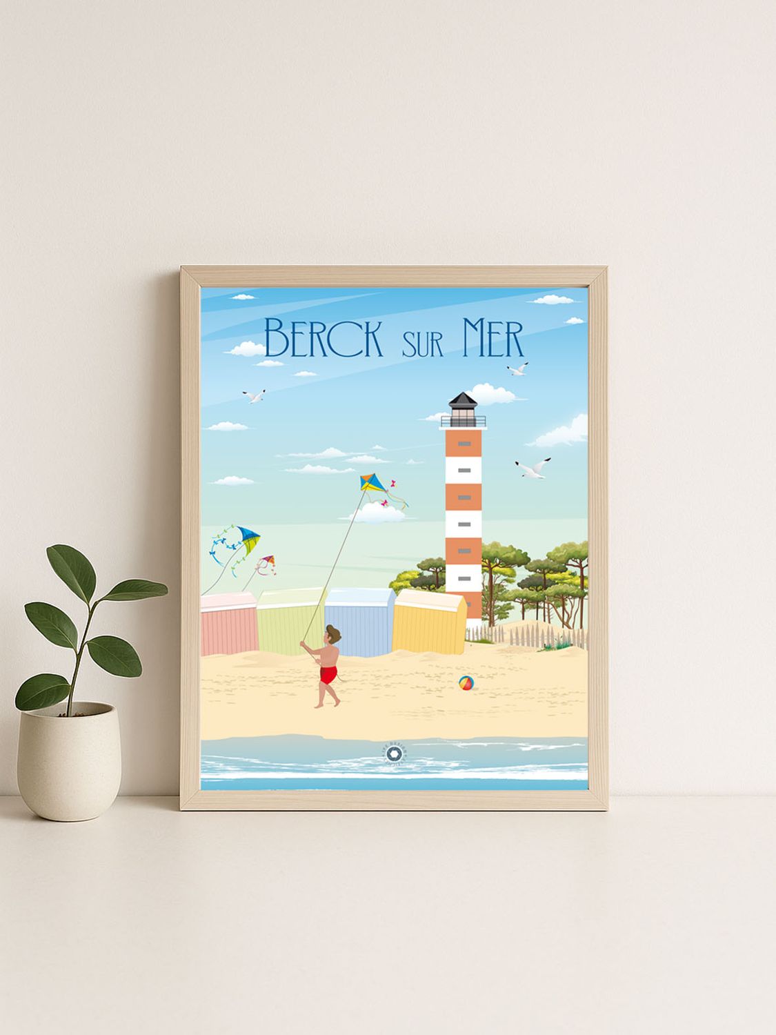 Affiche graphique illustrée Berck Plage : cote d'opale, Hauts-de-France