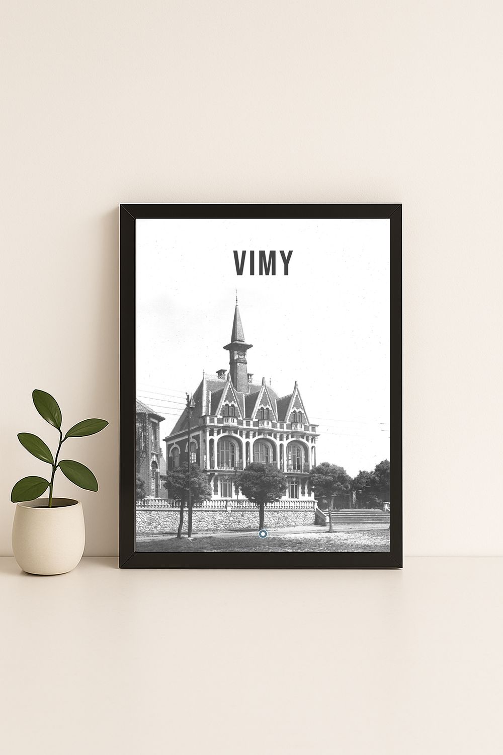 Affiche rétro noir et blanc Vimy : la mairie, Hauts-de-France