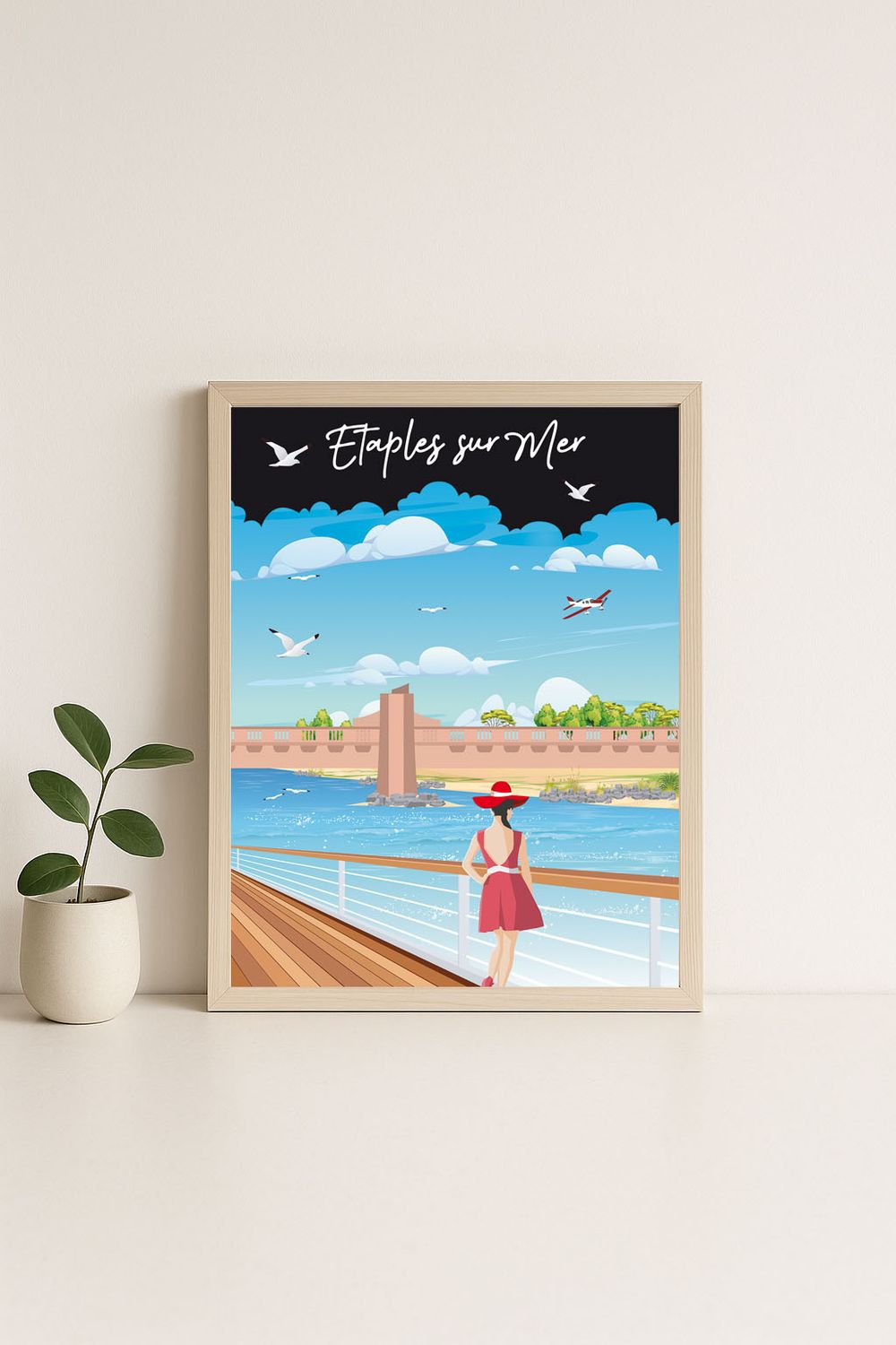 Affiche graphique illustrée Étaples-sur-Mer : ETAPLES SUR MER · cote d'opale, Hauts-de-France