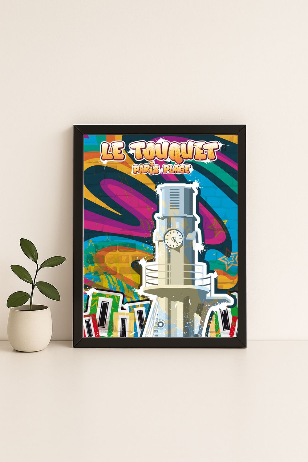 Affiche graphique illustrée Le Touquet-Paris-Plage : le plongeoir · street art, Hauts-de-France