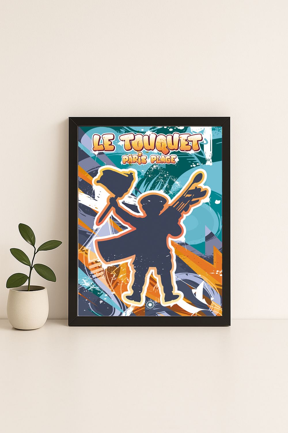 Affiche graphique illustrée Le Touquet-Paris-Plage : street art, Hauts-de-France