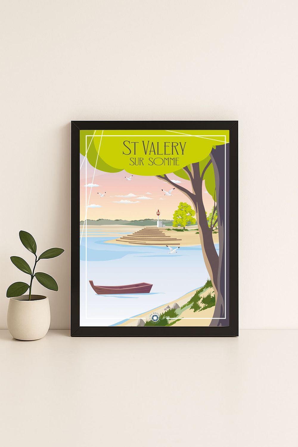 Affiche graphique illustrée Saint Valery sur Somme : la somme, Hauts-de-France