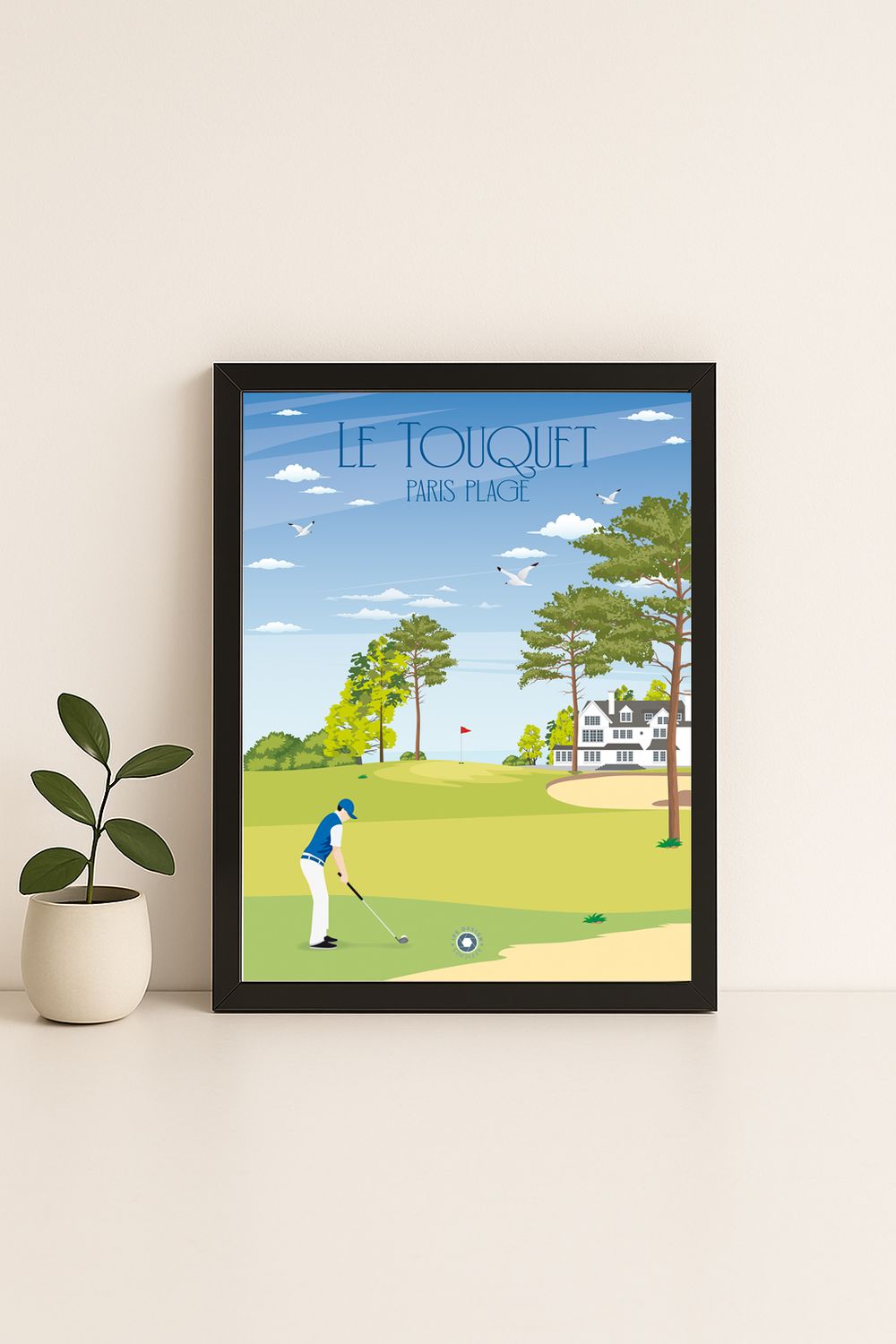 Affiche graphique illustrée Le Touquet-Paris-Plage : le golf · sport, Hauts-de-France