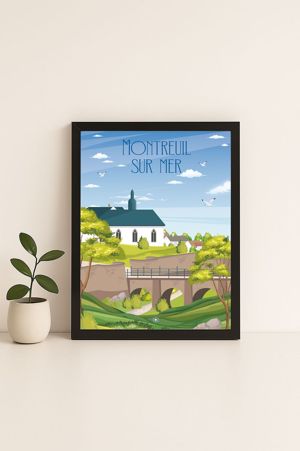 Affiche graphique illustrée Montreuil-sur-Mer : Illustrée MONTREUIL SUR MER les remparts, Hauts-de-France