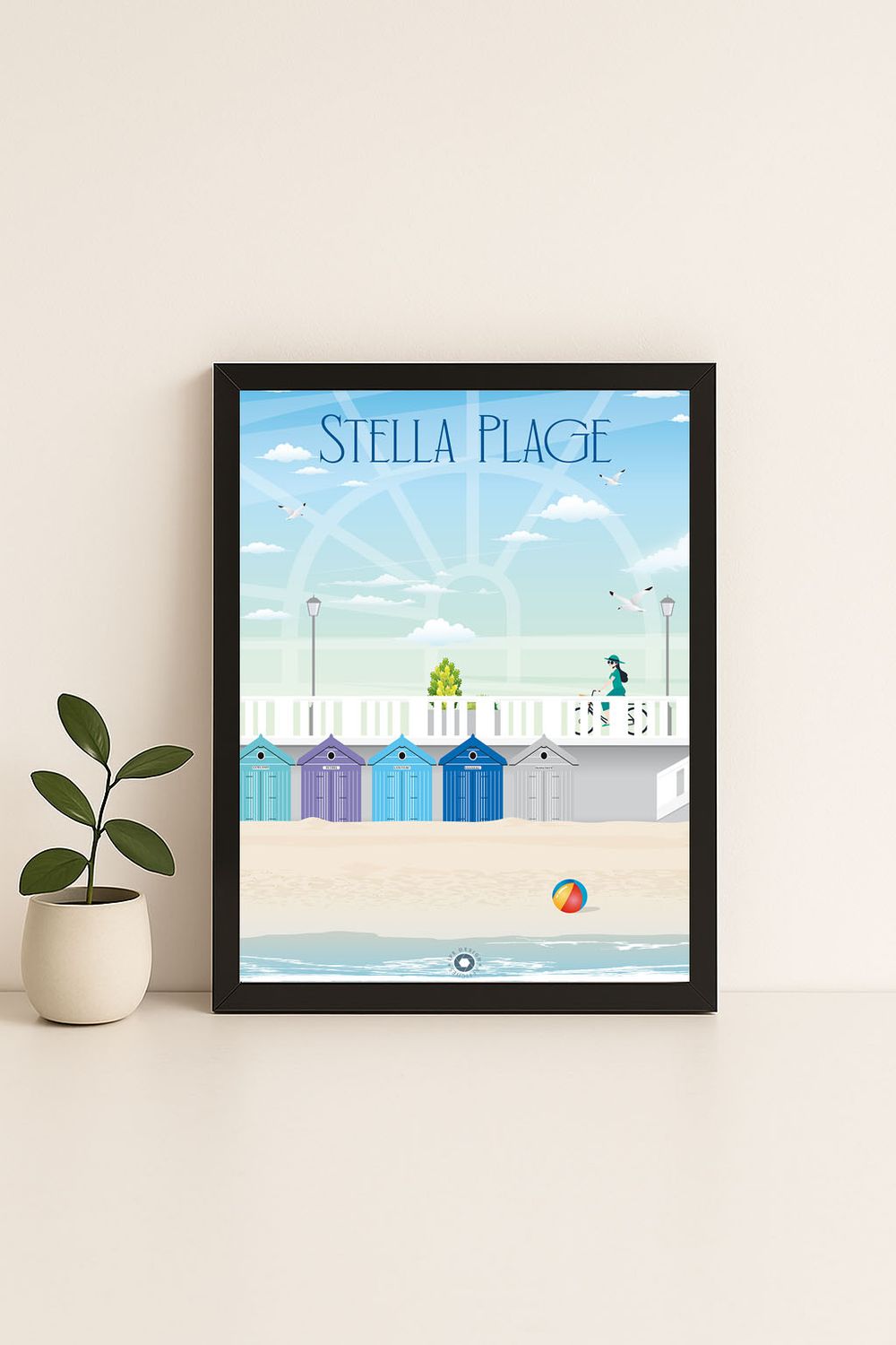 Affiche graphique illustrée Stella Plage : cote d'opale, Hauts-de-France