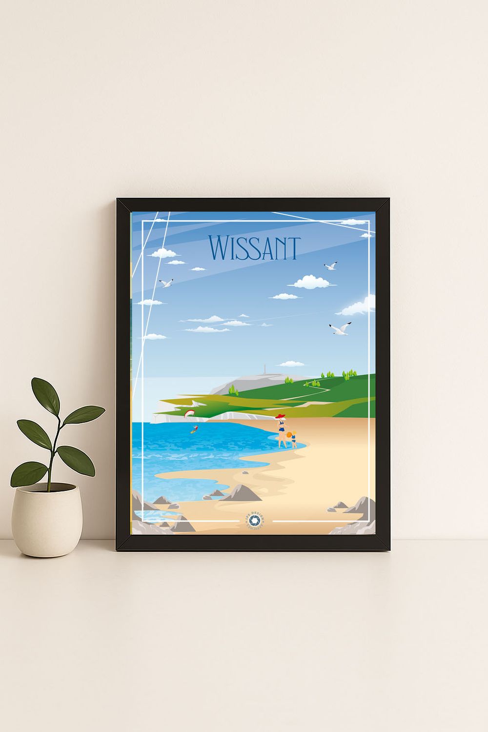 Affiche graphique illustrée Wissant : cote d'opale, Hauts-de-France