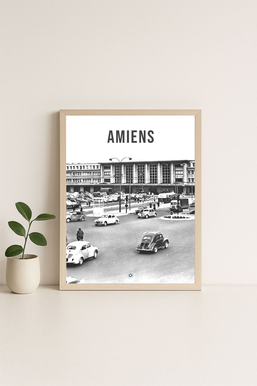 Affiche rétro noir et blanc Amiens : la nouvelle gare, Hauts-de-France