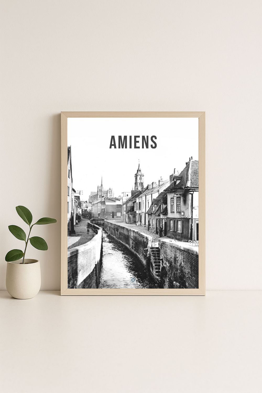 Affiche rétro noir et blanc Amiens : rue basse des tanneurs, Hauts-de-France