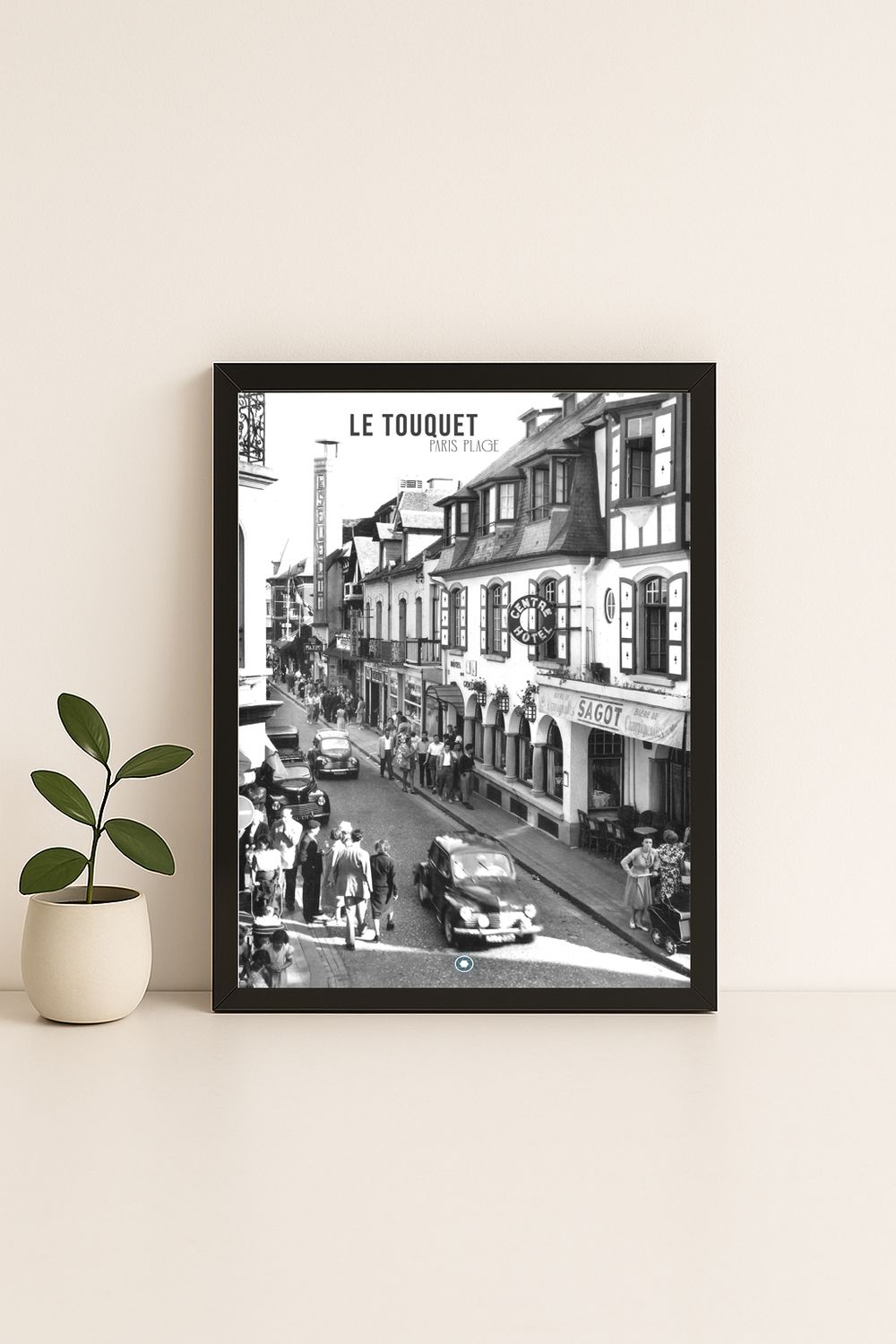 Affiche rétro noir et blanc Le Touquet-Paris-Plage : la rue saint jean, Hauts-de-France