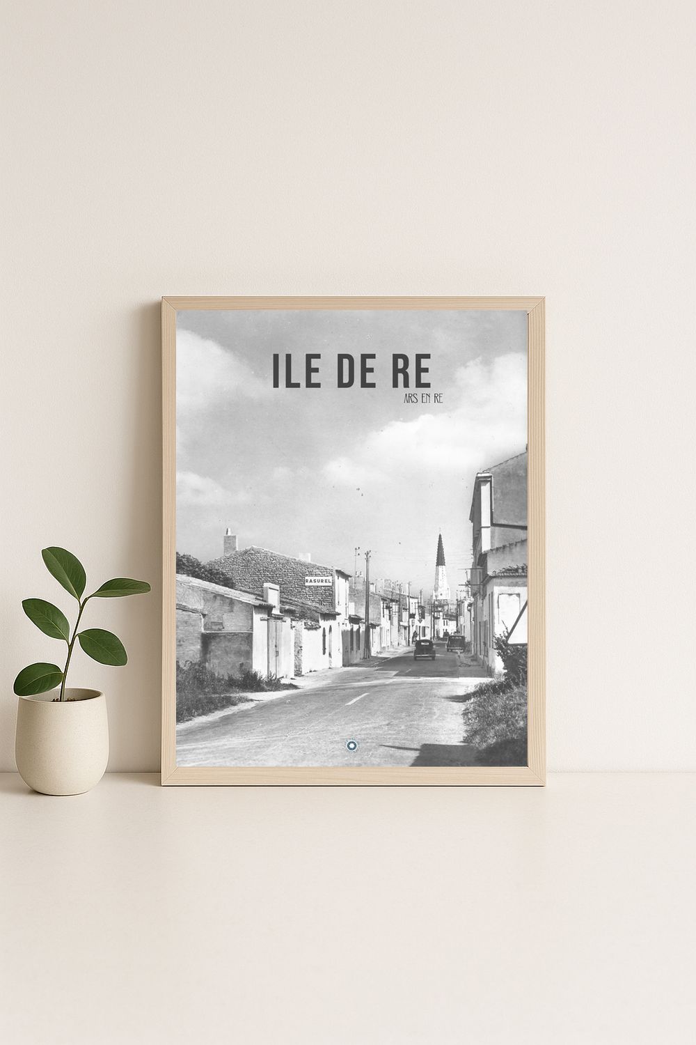 Affiche rétro noir et blanc ARS EN Ré : Ile de ré · ARS EN Ré l'église, Nouvelle-Aquitaine