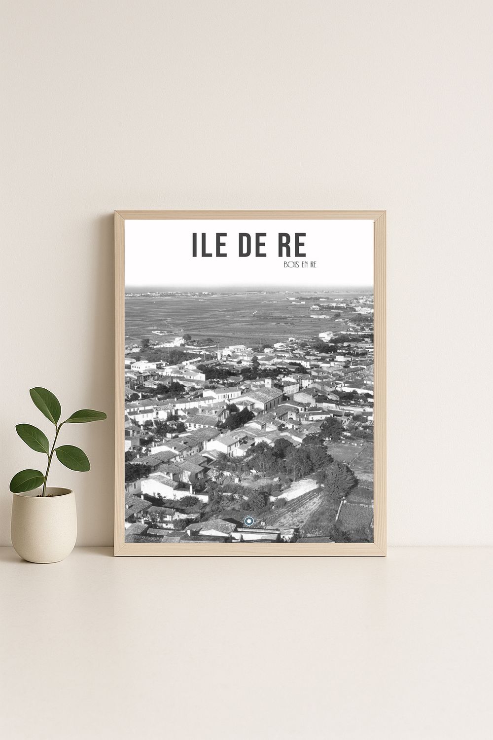Affiche rétro noir et blanc BOIS EN Ré : Ile de ré BOIS EN Ré vue aerienne, Nouvelle-Aquitaine