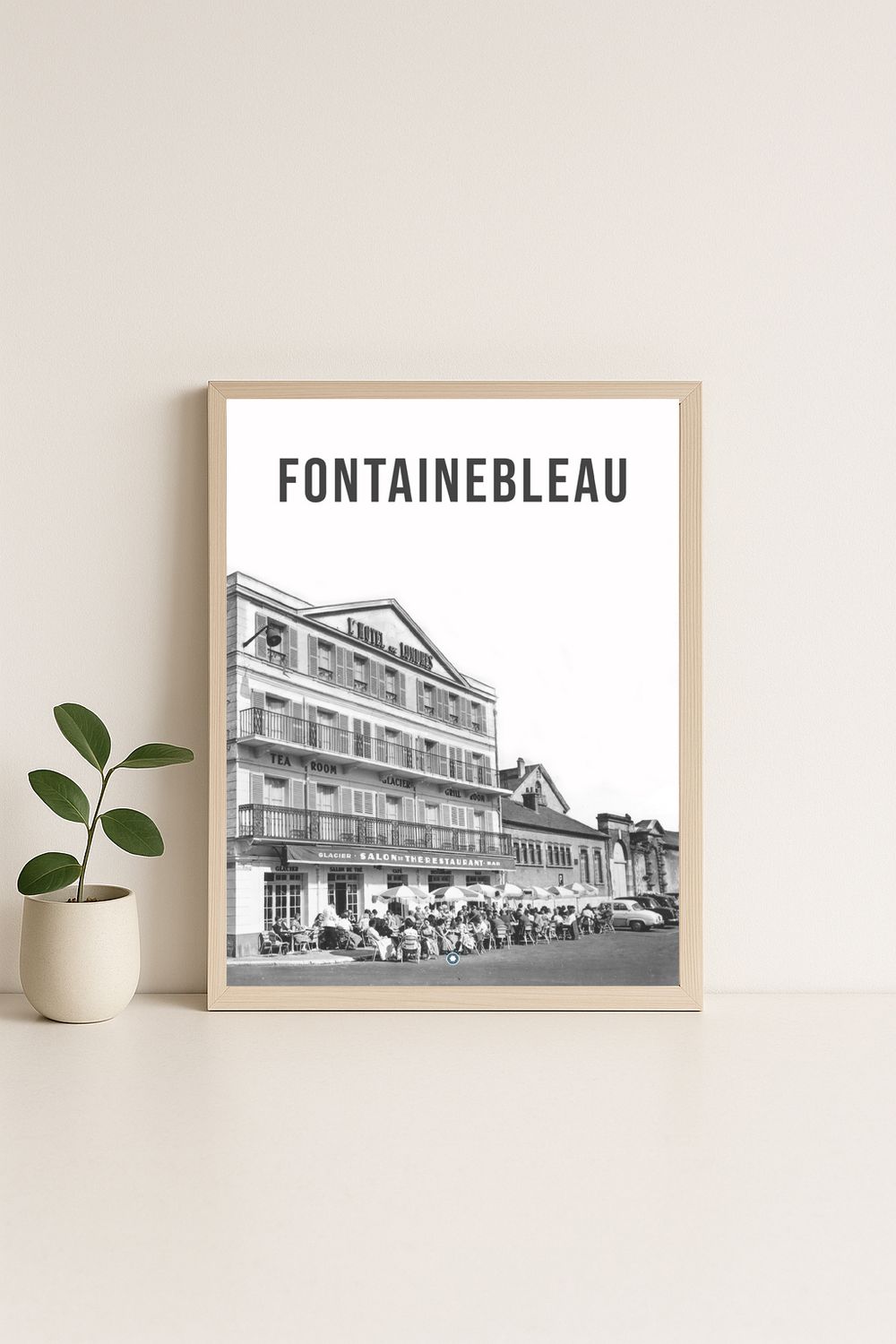 Affiche rétro noir et blanc Fontainebleau : hotel de londres, Île-de-France