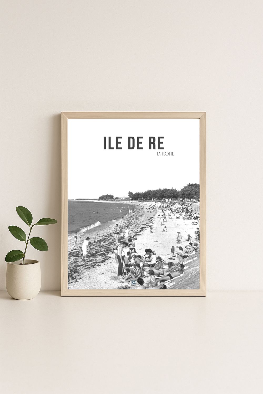 Affiche rétro noir et blanc La Flotte : Ile de ré · LA FLOTTE · la plage, Nouvelle-Aquitaine