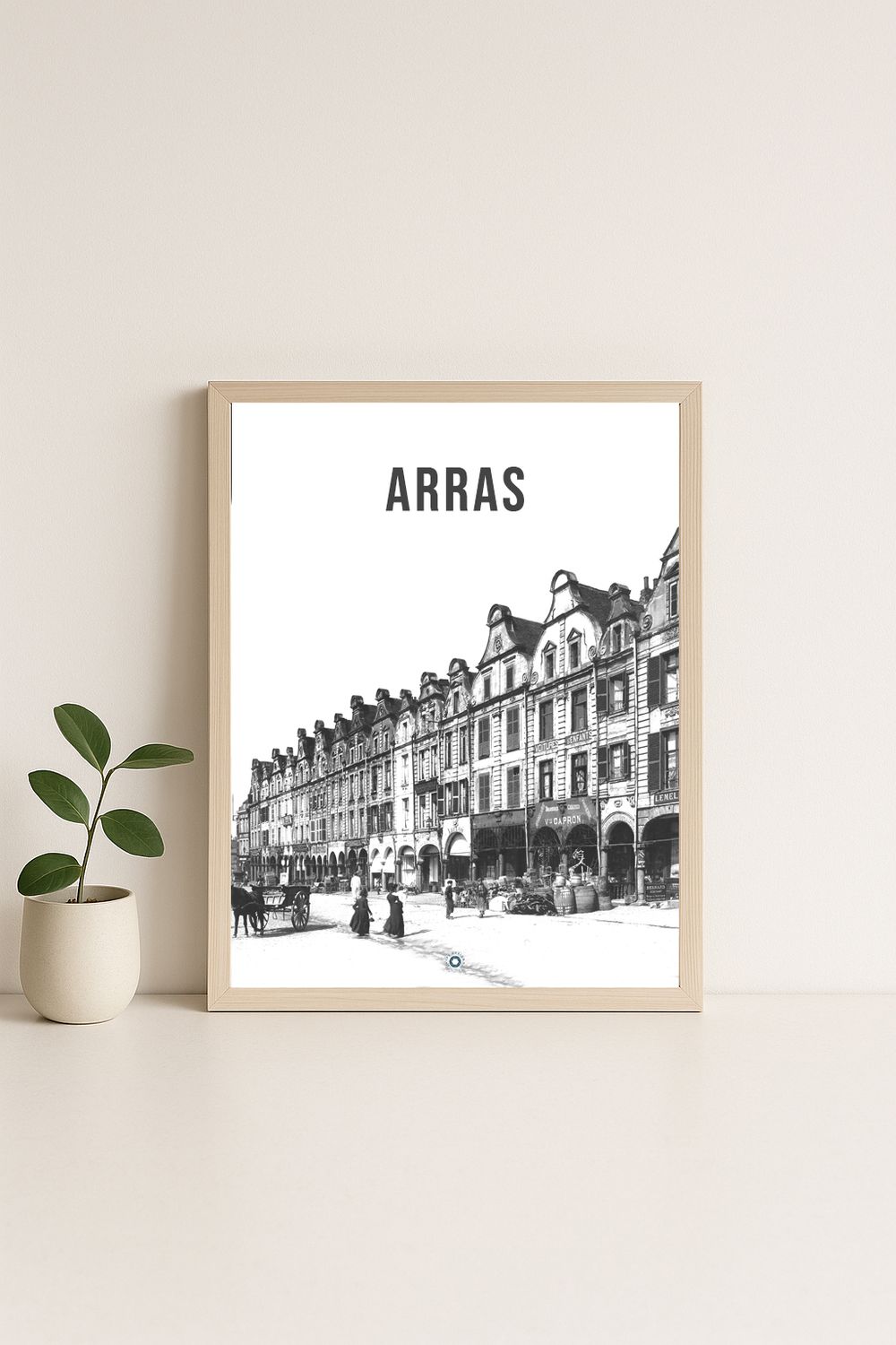 Affiche rétro noir et blanc Arras : place Maréchal Foch, Hauts-de-France