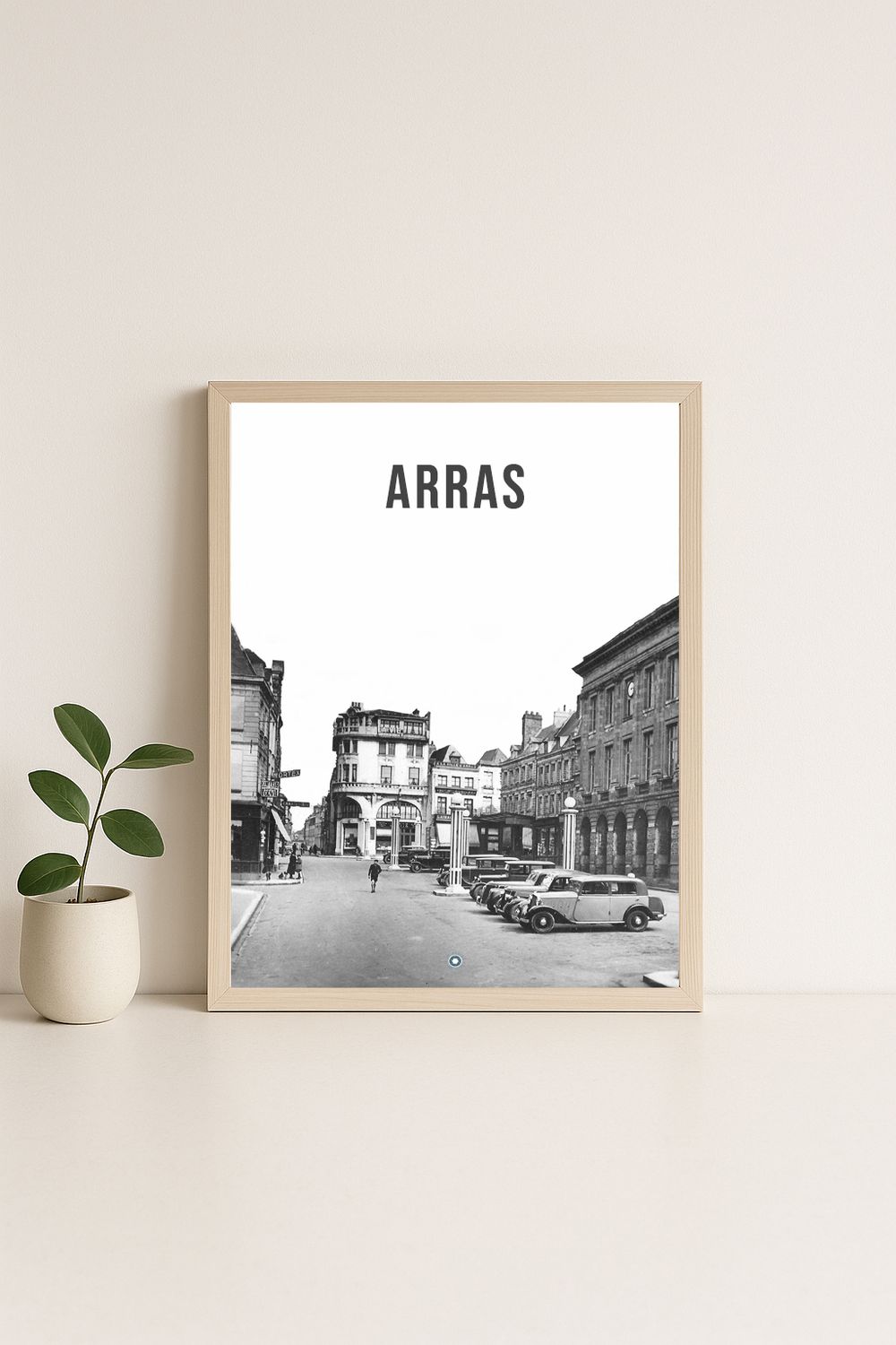 Affiche rétro noir et blanc Arras : rue Gambetta, Hauts-de-France