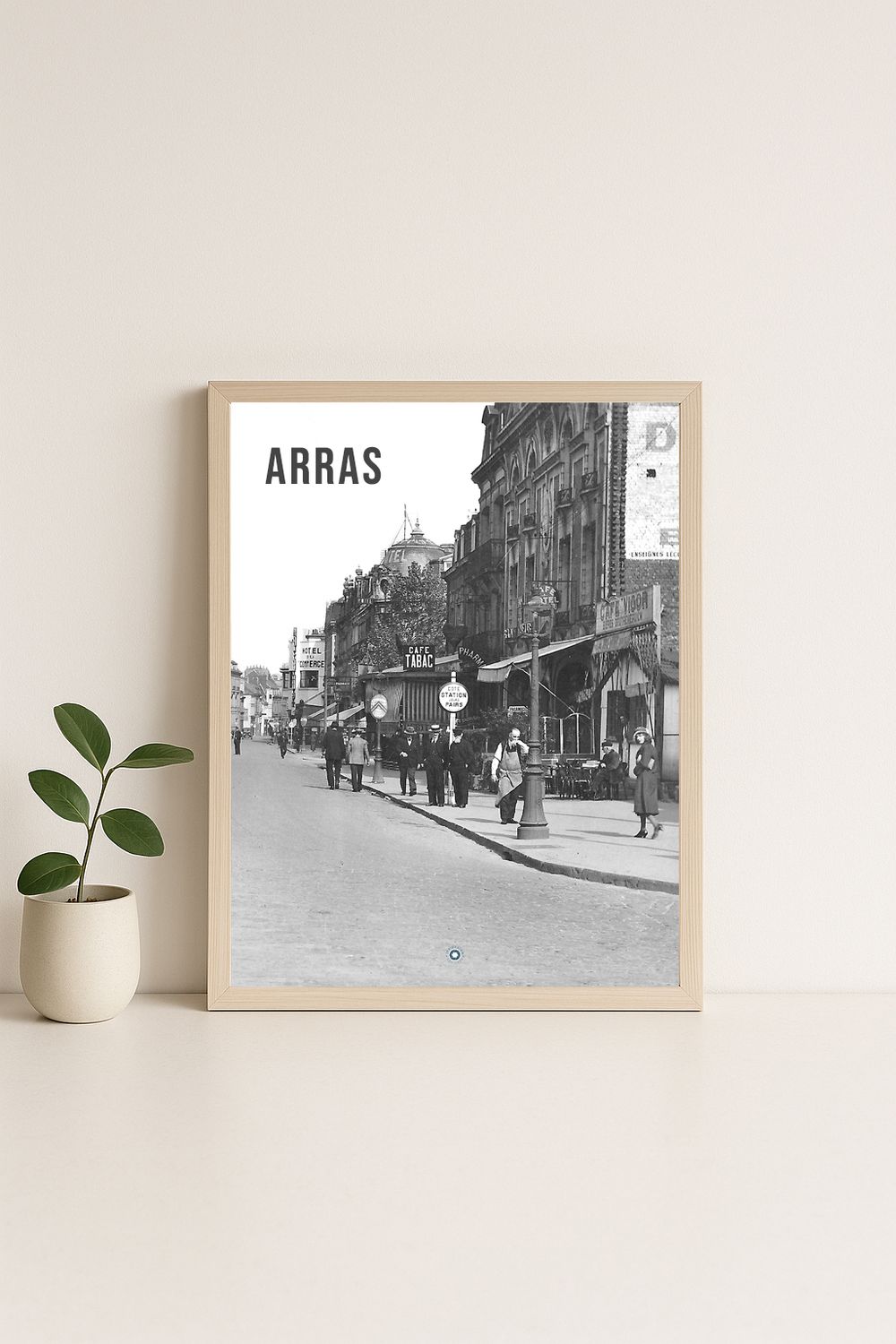 Affiche rétro noir et blanc Arras : place du théatre, Hauts-de-France