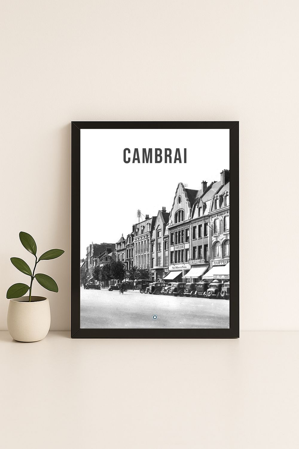 Affiche rétro noir et blanc Cambrai : ville nord, Hauts-de-France