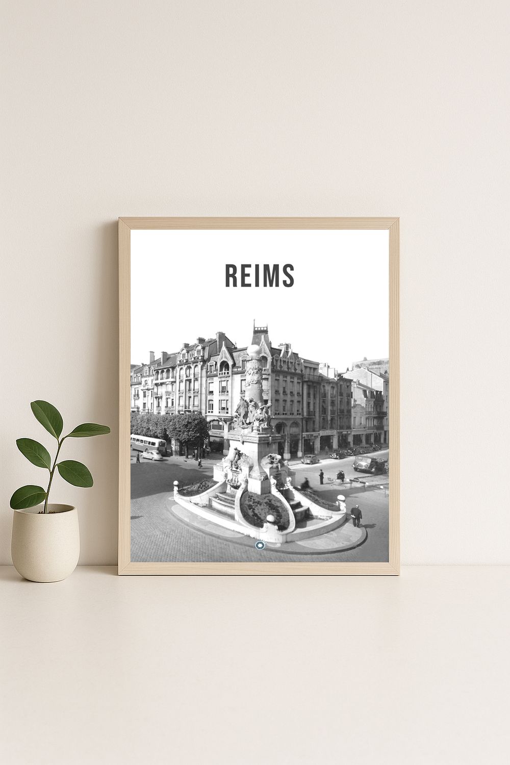 Affiche rétro noir et blanc Reims : place Drouet d'Erlon, Grand Est