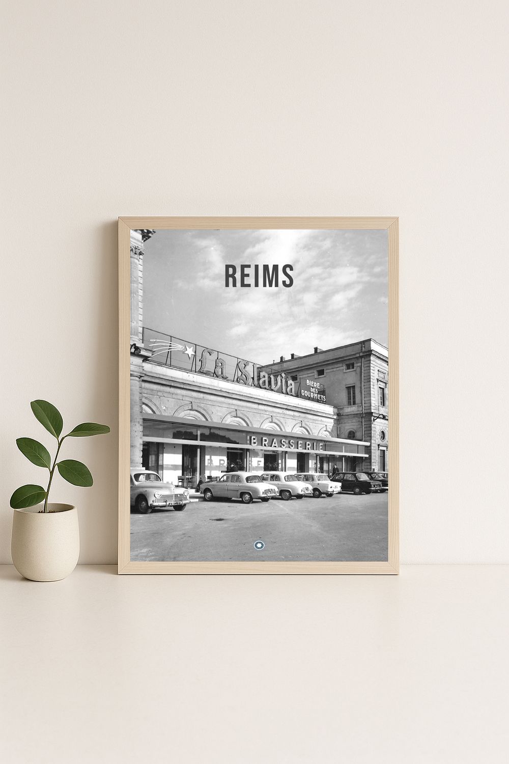 Affiche rétro noir et blanc Reims : la gare, Grand Est