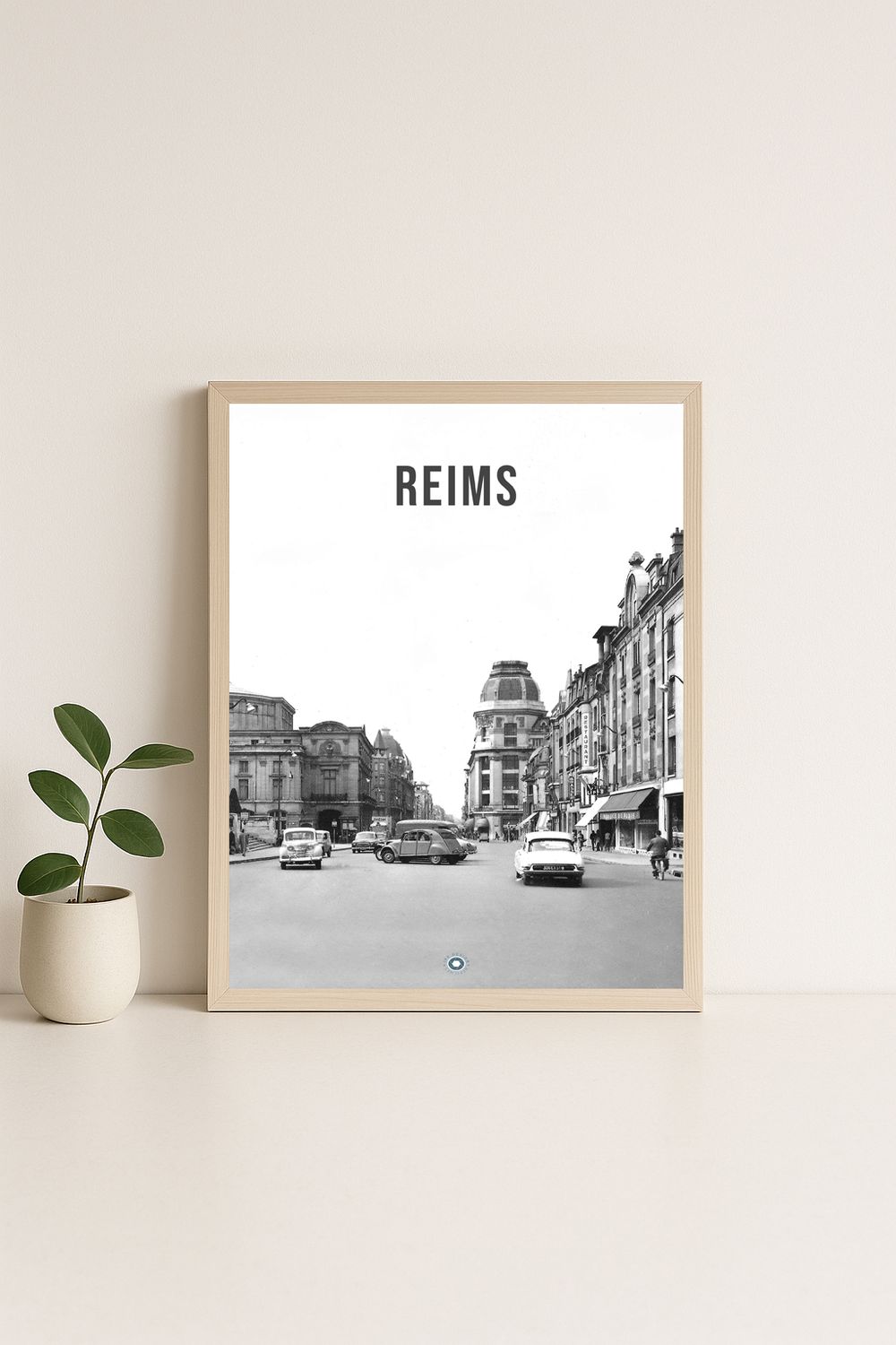 Affiche rétro noir et blanc Reims : la rue de vesle, Grand Est