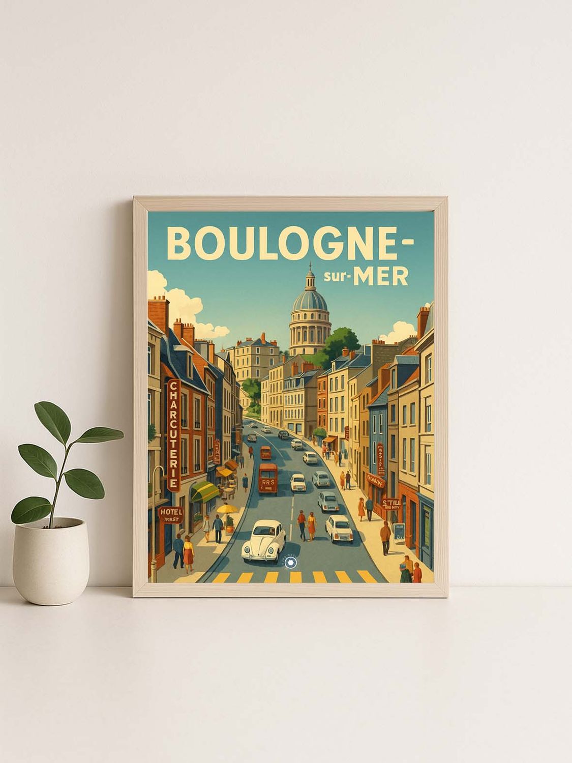 Affiche graphique illustrée Boulogne sur Mer : déco, Hauts-de-France