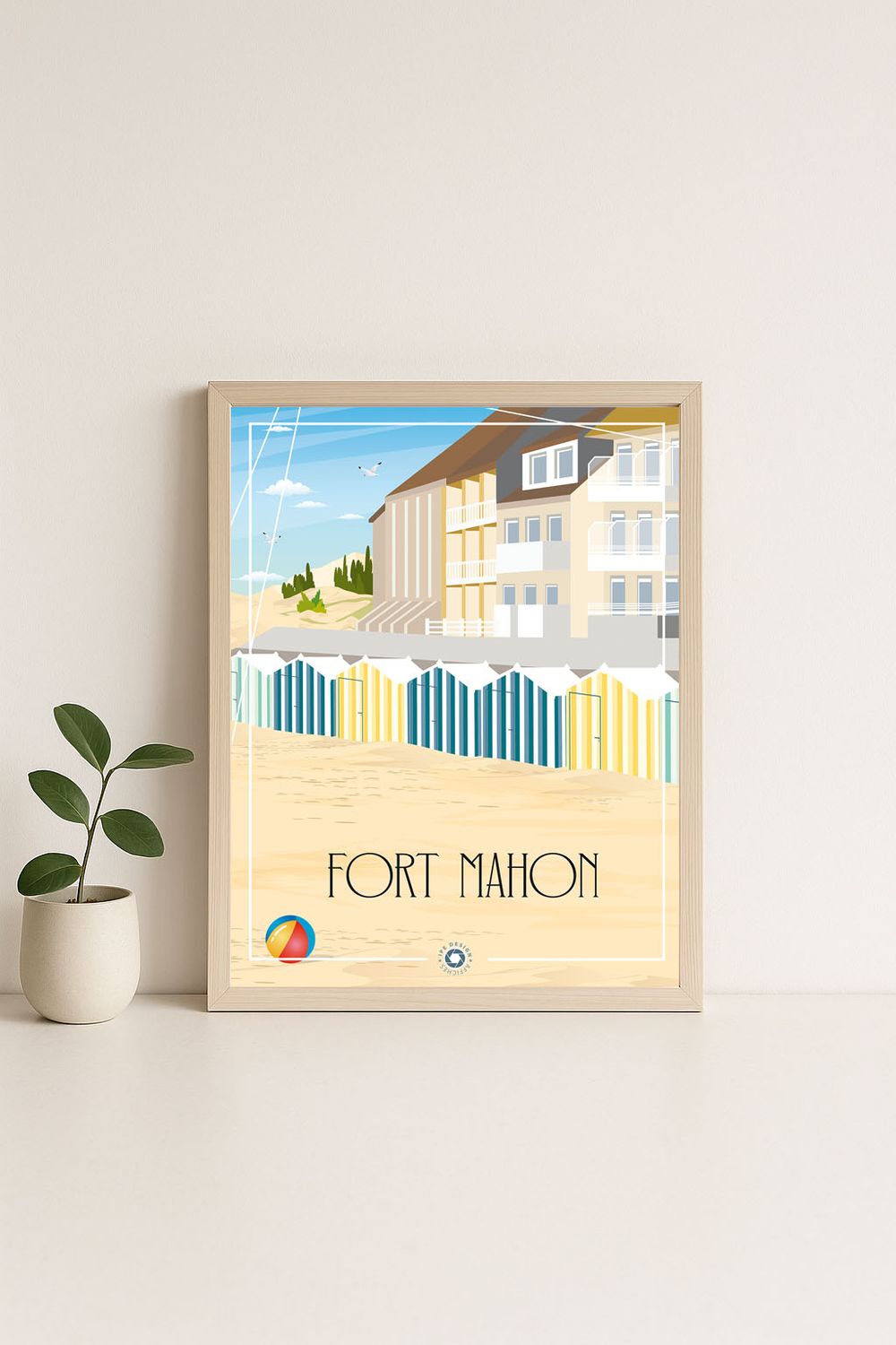 Affiche graphique illustrée Fort Mahon : la somme, Hauts-de-France