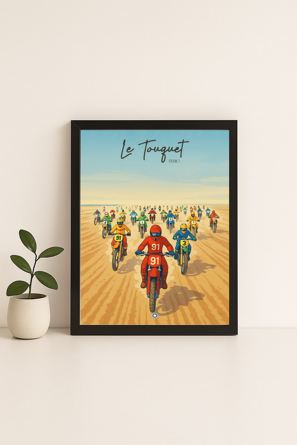 Affiche graphique illustrée Le Touquet-Paris-Plage : Enduro · motocross, Hauts-de-France