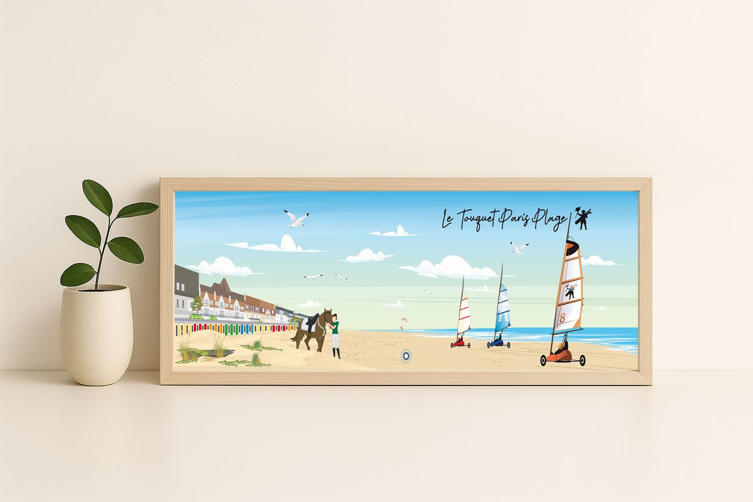 Affiche graphique illustrée Le Touquet-Paris-Plage : les chars a voile · sport, Hauts-de-France