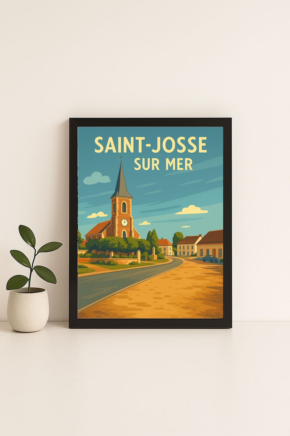 Affiche graphique illustrée Saint Josse : Illustrée Saint josse sur mer, Hauts-de-France