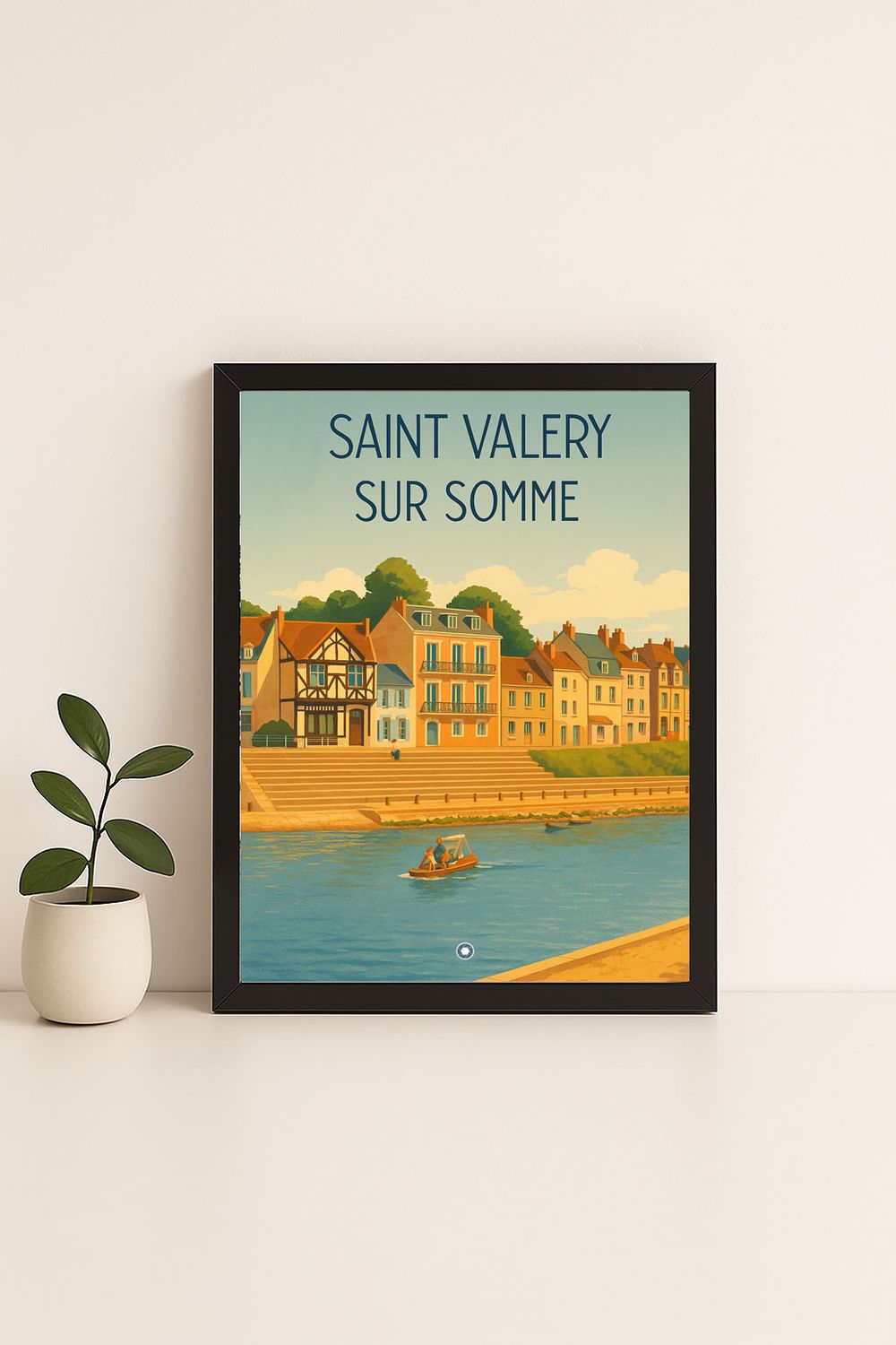 Affiche graphique illustrée Saint Valery sur Somme : la somme · la baie, Hauts-de-France
