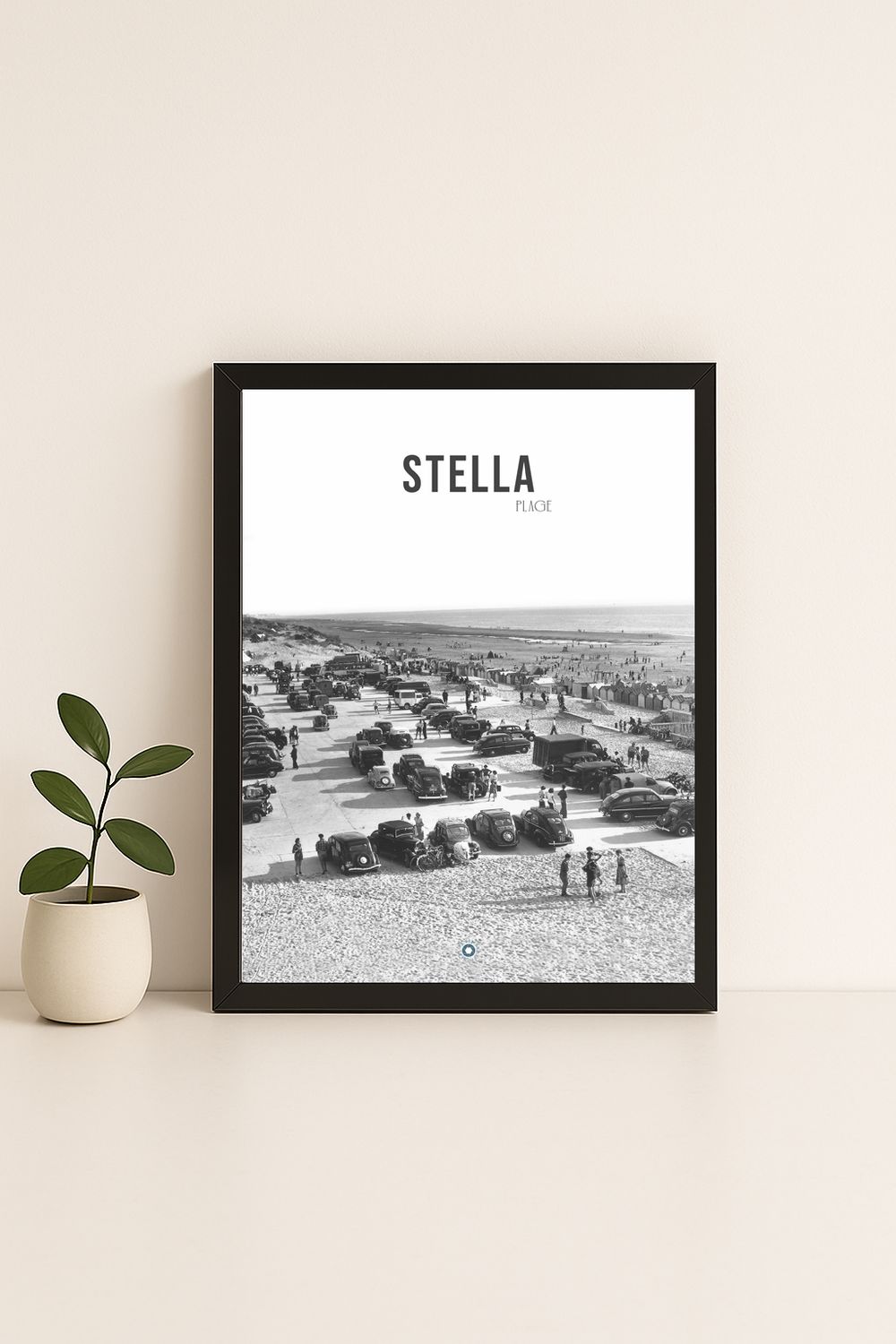 Affiche rétro noir et blanc Stella Plage : la digue, Hauts-de-France