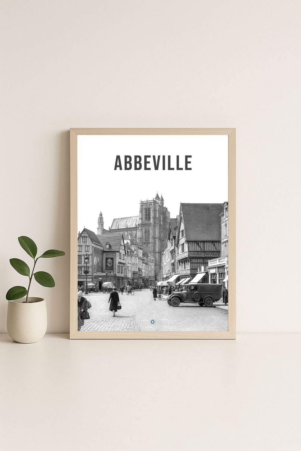 Affiche rétro noir et blanc Abbeville : Affiche de la ville, Hauts-de-France