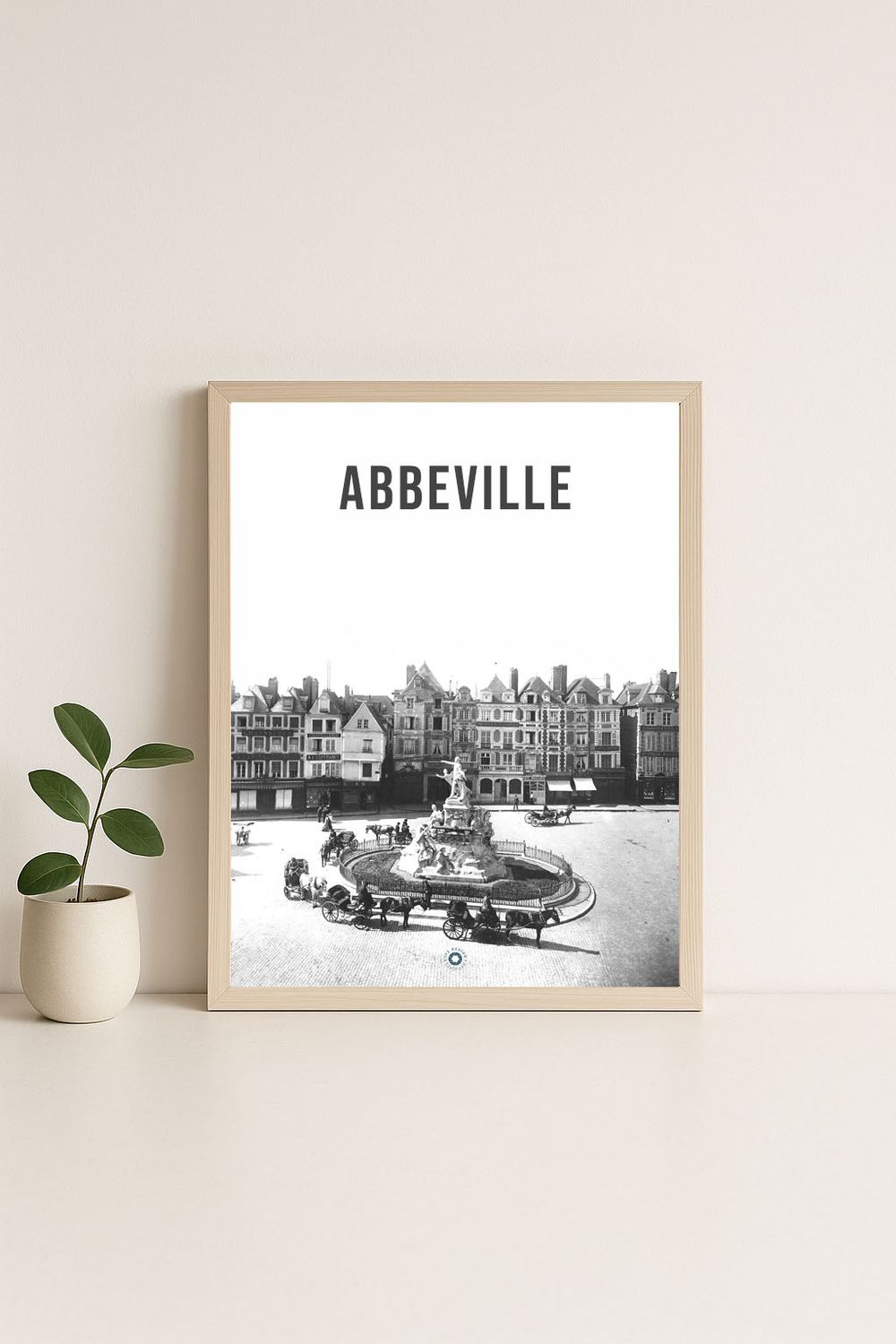 Affiche rétro noir et blanc Abbeville : Affiche de la ville, Hauts-de-France