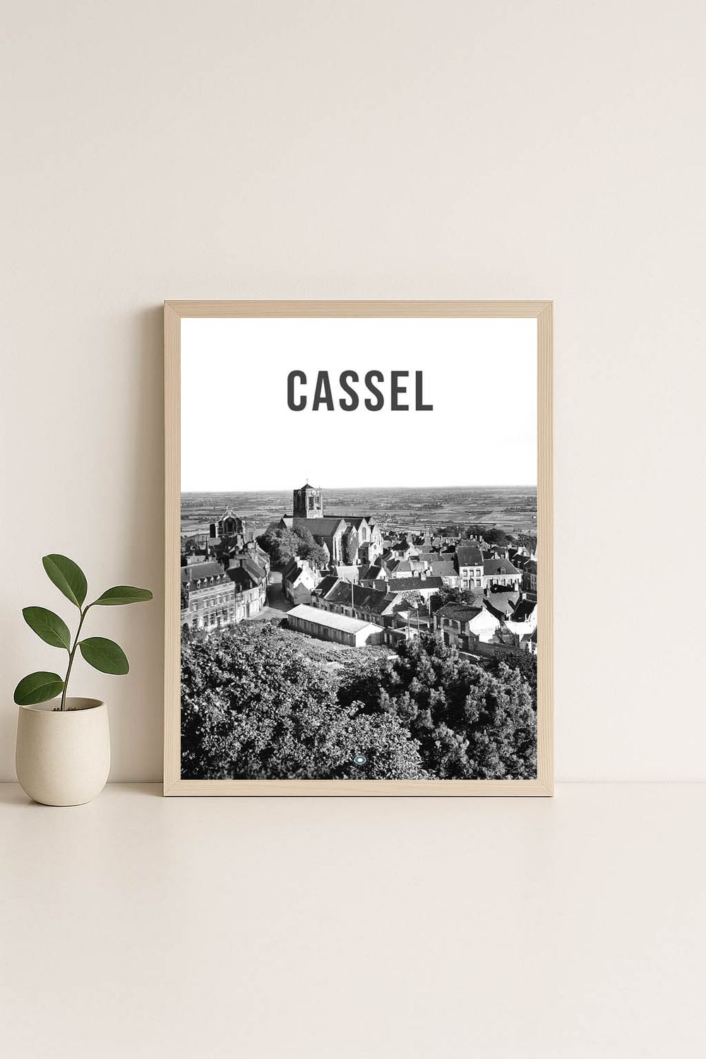 Affiche rétro noir et blanc Cassel : Affiche de la ville, Hauts-de-France