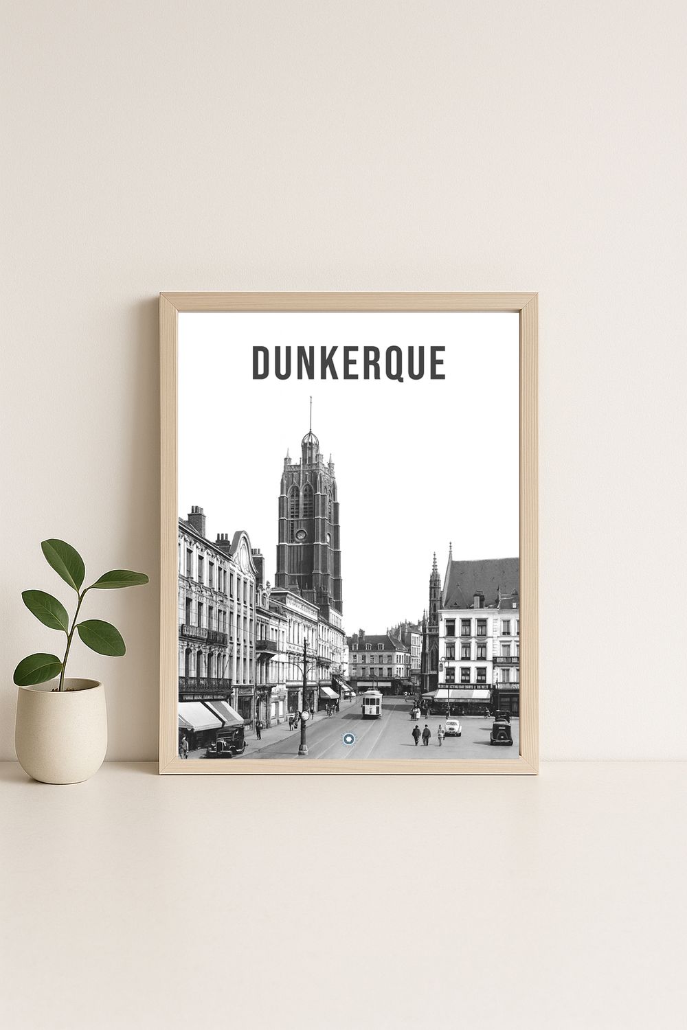Affiche rétro noir et blanc Dunkerque : ville nord de france noir et blanc, Hauts-de-France